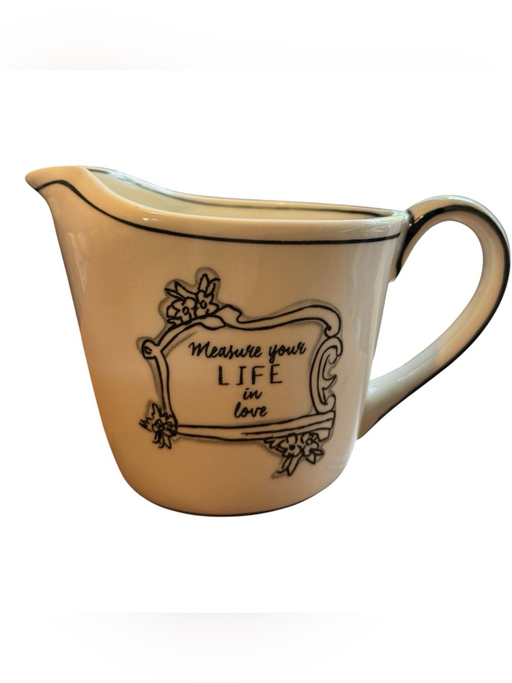Katie Mandy "Measure Your Life In Love" Ceramic Measuring Pitcher 4 Cup